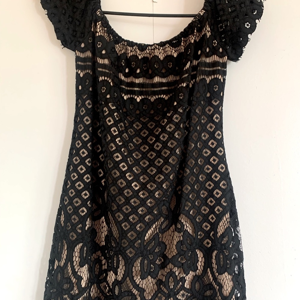 Black Lace Dress with Tan Undertone